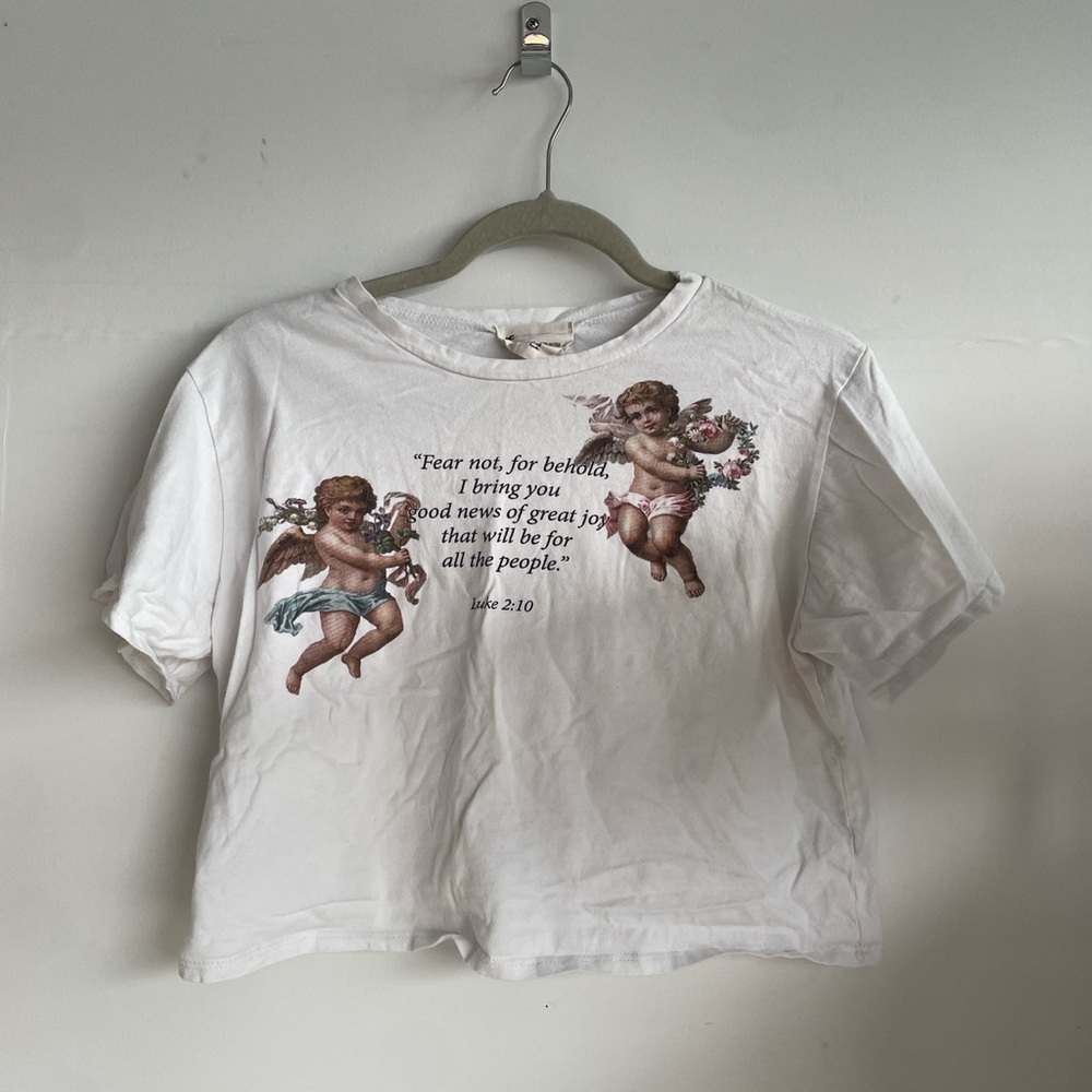 White baggy crop top